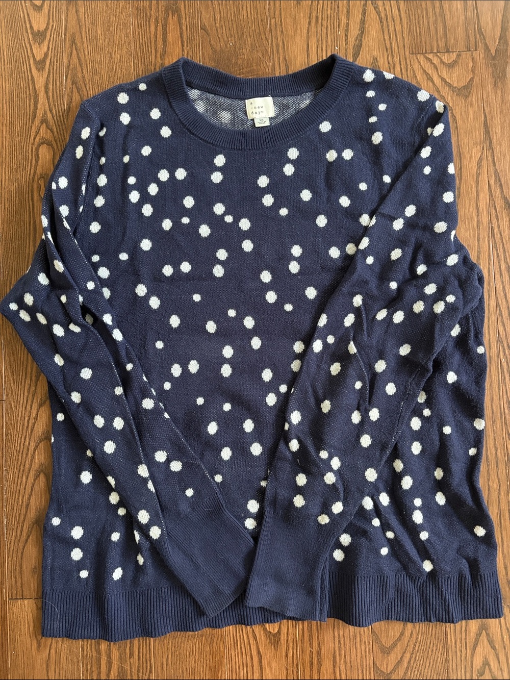a new day Navy and White Polka Dot Crewneck Sweater